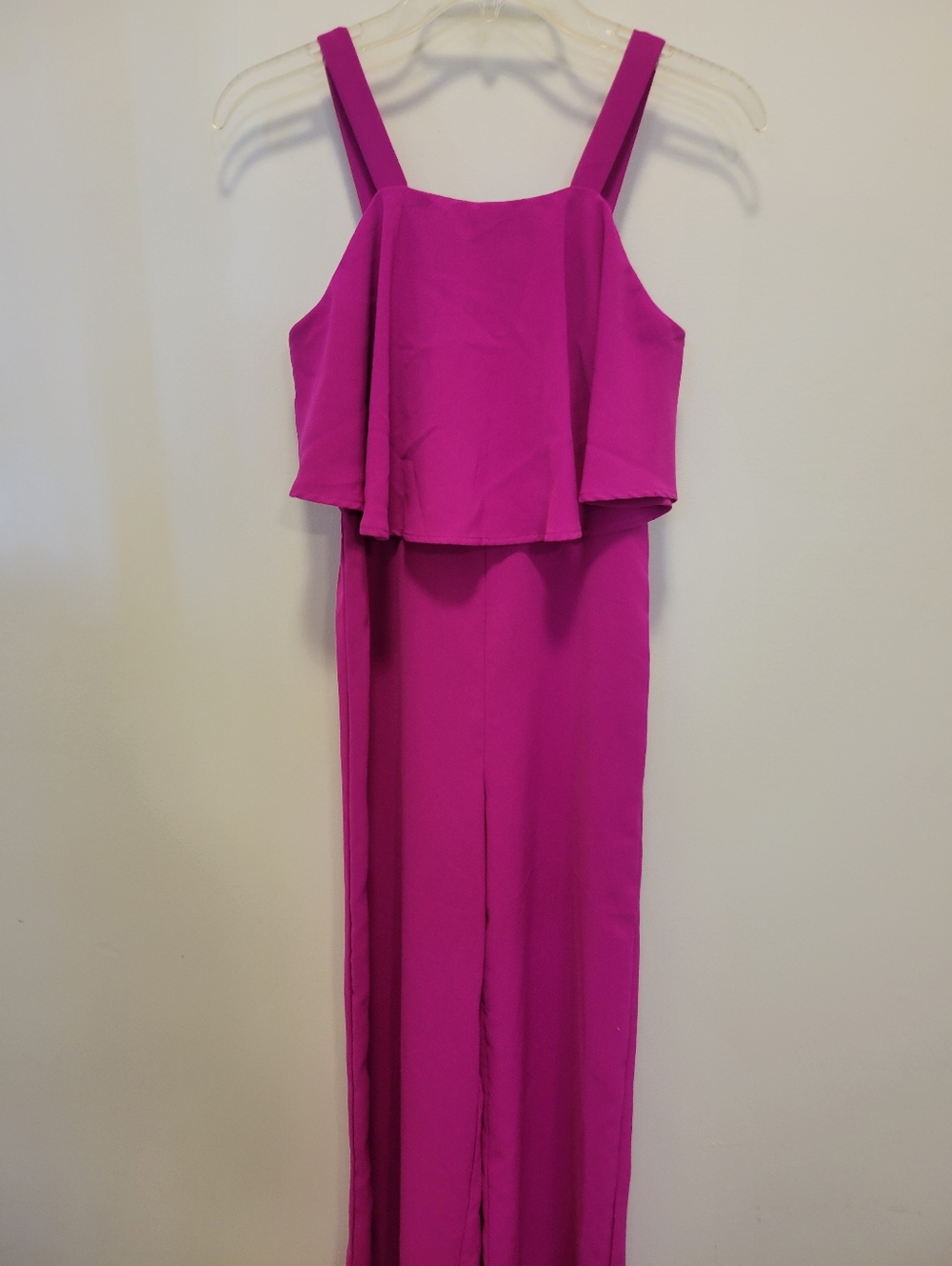GB girls Magenta Layered Ruffle Jumpsuit
